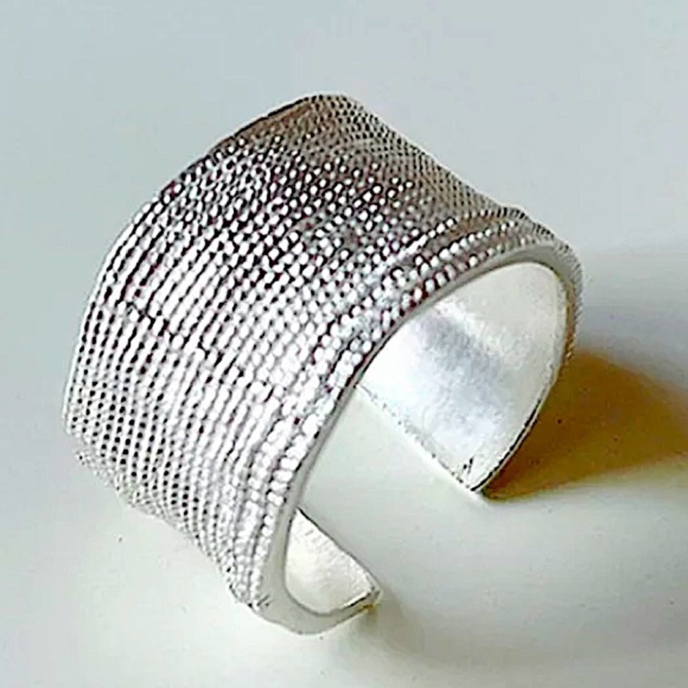 Sterling Silver Plated Irregular Texture Ring - image 6